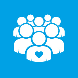 Icon showing a group of people with a heart symbol on the person at the front